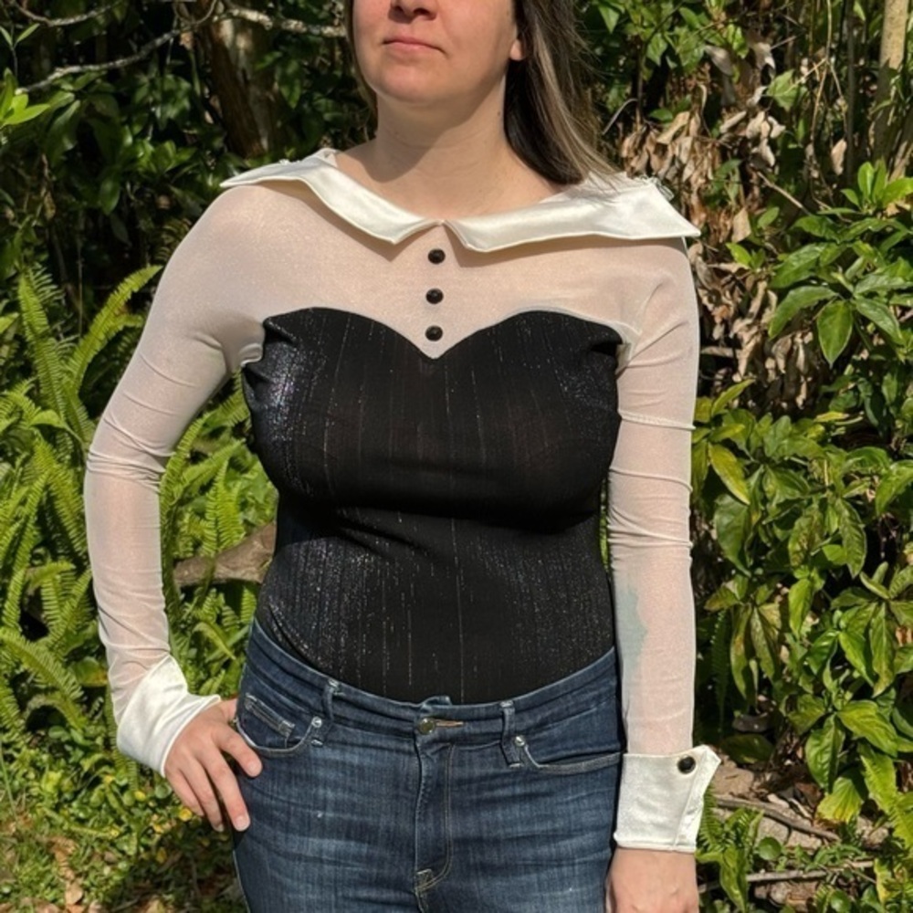 Curtain Call Costumes Tuxedo sparkly leotard size Adult XL